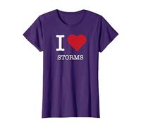 I Heart Storms, I Love Storms T-Shirt, Women, Purple, XXL