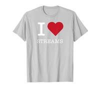 I Heart Streams, I Love Streams T-Shirt, Men, Silver, M