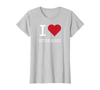 I Heart Streams, I Love Streams T-Shirt, Women, Silver, XL