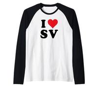 I Heart SV Initials I Love S.V. First and Last Name S V Raglan Baseball Tee