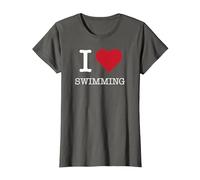 I Heart Swimming, I Love Swimming T-Shirt, Women, Asphalt, XL