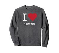 I Heart Towns, I Love Towns Sweatshirt, Adult Unisex, Dark Heather Grey, S