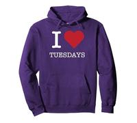 I Heart Tuesdays, I Love Tuesdays Pullover Hoodie, Adult Unisex, Purple, XXL