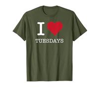 I Heart Tuesdays, I Love Tuesdays T-Shirt, Men, Olive, 3XL