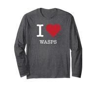 I Heart Wasps, I Love Wasps Long Sleeve T-Shirt, Adult Unisex, Dark Heather Grey, Medium