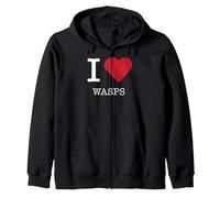 I Heart Wasps, I Love Wasps Zip Hoodie, Adult Unisex, Black, Small