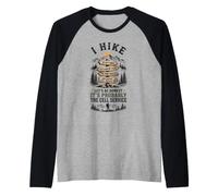 I Hike for Cell Service Funny Mountain Hiker Trekking Raglan Baseball Tee