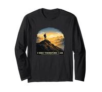 I Hike Therefore I Am Mountain Sunset Hiker Philosophy Long Sleeve T-Shirt