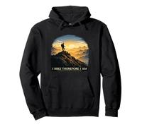 I Hike Therefore I Am Mountain Sunset Hiker Philosophy Pullover Hoodie