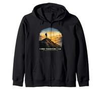 I Hike Therefore I Am Mountain Sunset Hiker Philosophy Zip Hoodie