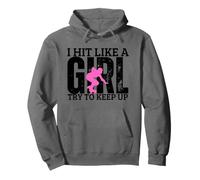 I Hit Like A Girl Funny Women Roller Derby Pullover Hoodie