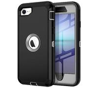 I-HONVA for iPhone SE 2022/2020 Case Built-in Screen Protector Shockproof Dust/Drop Proof 3 in 1 Full Body Rugged Heavy Duty Cover for Apple iPhone SE 3rd/2nd Gen 4.7,Black/Grey