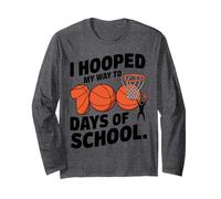 I Hooped My Way to 100 Days of School Basketball Design Long Sleeve T-Shirt