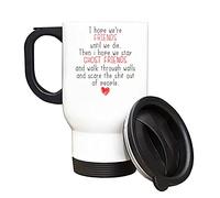 I Hope We're Friends Until We Die - Coffee Mug Funny Friendship Gifts for Women, Men Ghost Funny Best Friend Mug 14 oz Insulated Travel Mug (White Travel)