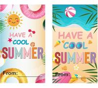 I Hope You Have A Cool Summer Tags Fun Name Tags Stickers 2 x 3.5 Inch - Hope Your Summer is Bubbling with Fun Hello Sea Tags End of School Year Cads for Envelope Party Favors 50 Pack (Pink)