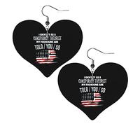 I Identify As A Conspiracy Theorist Pronouns Are Told You So Leather Earrings For Women Dangle Earring Drop Heart Pendant With Hook Gifts For Adult Girl