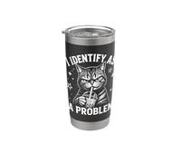 I Identify As A Problem Funny Boba Cat Stainless Steel Insulated Tumbler