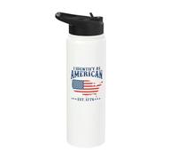 i Identify as an American Flag Patriot USA Eagle 1776 Stainless Steel Insulated Water Bottle