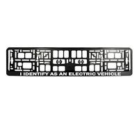 I IDENTIFY AS AN ELECTRIC VEHICLE UV PRINT Car Registration License Number Plate Surround Holder Frame Surround BLACK TAP29 (1)