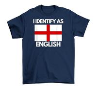 I Identify As English Funny T-Shirt - Show English Pride in Style! Unisex Tee with Flag Design for Anglophiles. Rule Britannia with a hint of Humor! Navy