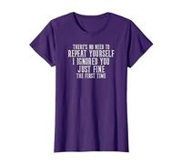 I Ignored You Just Fine The First Time Sarcastic T-Shirt, Women, Purple, 3X-Large