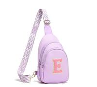 I IHAYNER Birthday Gifts for 3 4 5 6 7 8 9 10 11 12 13 Year Old Girls Small Initial Sling Bag for Travel Cute Crossbody Bag, Purple-E, S, Casual