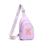 I IHAYNER Birthday Gifts for 3 4 5 6 7 8 9 10 11 12 13 Year Old Girls Small Initial Sling Bag for Travel Cute Crossbody Bag, Purple-K, S, Casual