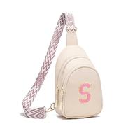 I IHAYNER Birthday Gifts for 5 6 7 8 9 10 11 12 13 Year Old Girls Small Cross Body Bag Initial Sling Bag Fanny Pack for Girls, Beige-S, S, Casual