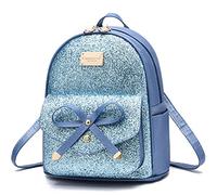 I IHAYNER Cute Sequin Mini Backpack for Women Small Bowknot Leather Purse Fashion Backpack Purse for Women Bright Blue