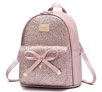 I IHAYNER Cute Sequin Mini Backpack for Women Small Bowknot Leather Purse Fashion Backpack Purse for Women Gold Pink