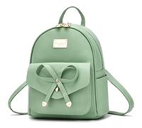 I IHAYNER Girls Bowknot Cute Leather Backpack Mini Backpack Purse for Women, Green, S, Fashion-forward