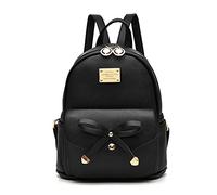 I IHAYNER Girls Bowknot Cute Leather Backpack Mini Backpack Purse for Women Small Fashion Rucksack for Daily Travel Shopping Black