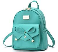 I IHAYNER Girls Bowknot Cute Leather Backpack Mini Backpack Purse for Women, Turquoise, S Size