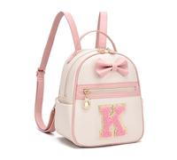 I IHAYNER Girls Initial Bowknot Small Leather Backpack Cute Mini Backpack Personalized Trendy Stuff Gifts for Women, Pink-k, S, Rucksack Backpacks