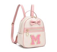I IHAYNER Girls Initial Bowknot Small Leather Backpack Cute Mini Backpack Personalized Trendy Stuff Gifts for Women Pink-M