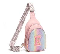 I IHAYNER Girls Sling Bag Fanny Pack Crossbody Bags with Initial Letter for Teen Girls Gift Trendy Stuff Chest Bag for Travel, Pink, E, E