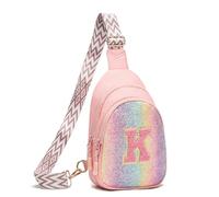 I IHAYNER Girls Sling Bag Fanny Pack Crossbody Bags with Initial Letter for Teen Girls Gift Trendy Stuff Chest Bag for Travel, Pink, K, K