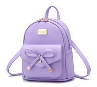 I IHAYNER Mini Backpack Purse for Women Girls, PU Leather Small Rucksack with Bowknot, Cute Fashion Backpack for Daily Travel Shopping Lightweight Daypack Purple