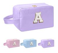 I IHAYNER Personalized Initial Makeup Bag Birthday Gifts for 4 5 6 7 8 9 10 11 13 14 Year Old Girls Teen Girl Trendy Stuff Graduation Toiletry Bag Purple-A