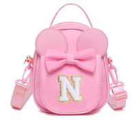 I IHAYNER Small Personalized Initial Crossbody Bag for Girls & Women Cute Mouse Ear Bow Wallet Birthday Gifts for Girls, N, S