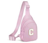 I IHAYNER Small Personalized Initial Sling Bag for Girls & Women Cute Monogram Crossbody Bag Purse Fanny Packs Gift Pink-C