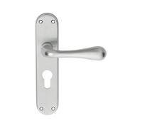 i IRONMONGERY SOLUTIONS Astro Lever on Backplate Door Handle, Modern Style, for Interior Doors, Residential and Commercial Use (Satin Chrome, Euro Profile)