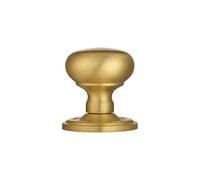 i IRONMONGERY SOLUTIONS Concealed Fix Mushroom Mortice Door Knob, Classic Style, Smooth Rounded Shape, for Interior Doors (Satin Brass)