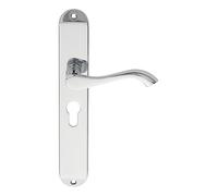 i IRONMONGERY SOLUTIONS Lever on Backplate Door Handle, Modern Style, for Interior Doors, Residential and Commercial Use (Polished Chrome, 240mm x 40mm Backplate, Euro Profile)