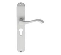 i IRONMONGERY SOLUTIONS Lever on Backplate Door Handle, Modern Style, for Interior Doors, Residential and Commercial Use (Satin Chrome, 240mm x 40mm Backplate, Euro Profile)