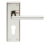 i IRONMONGERY SOLUTIONS Lever on Backplate Door Handle, Modern Style, Interior Use, Residential and Commercial, Smooth Operation (Polished Nickel, Euro Profile)