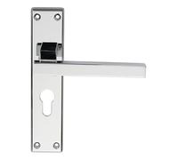i IRONMONGERY SOLUTIONS Lever on Backplate Door Handle Set, Contemporary Style, Slim Design, for Interior Doors, Residential and Commercial Use (Euro Profile)