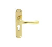 i IRONMONGERY SOLUTIONS Lever on Backplate, Zinc Alloy, Modern Style, Corrosion Resistant, for UK Internal Doors, Residential and Commercial Use (Polished Brass, Euro Profile)