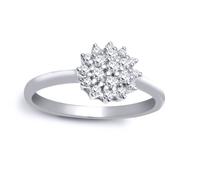 (I) Jewelco London 9ct White Gold Cluster Set Round H I2 0.27ct Diamond Larged Domed Classic Cluster Ring 8mm - 9R491