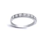 (I) Jewelco London Solid 9ct White Gold 4 Claw Set Round H I2 0.31ct Diamond Smooth Pave Half Eternity Ring 2.5mm - 9R480